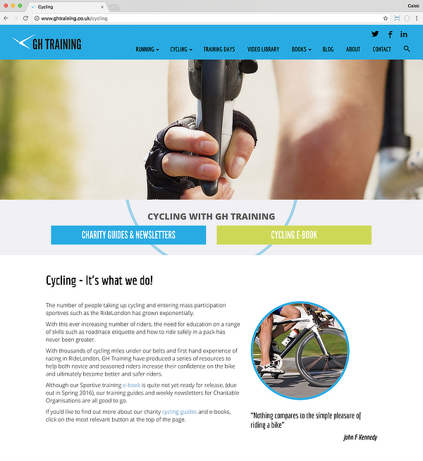 Screenshot of the GH Training website